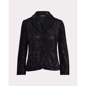 Polo Ralph Lauren Black Sequin Evening Cropped Blazer NWT Women - Size 6 $998